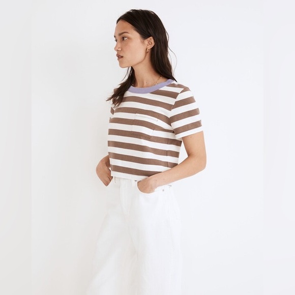Madewell Cropped Pocket Tee in Stripe - Picture 2 of 7